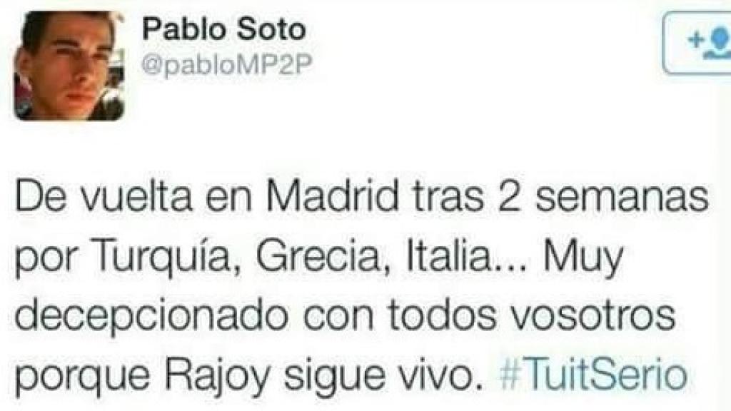 Mensaje de Pablo Soto sobre Mariano Rajoy
