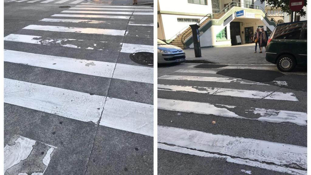 Estado de algunos pasos de cebra en A Coruña