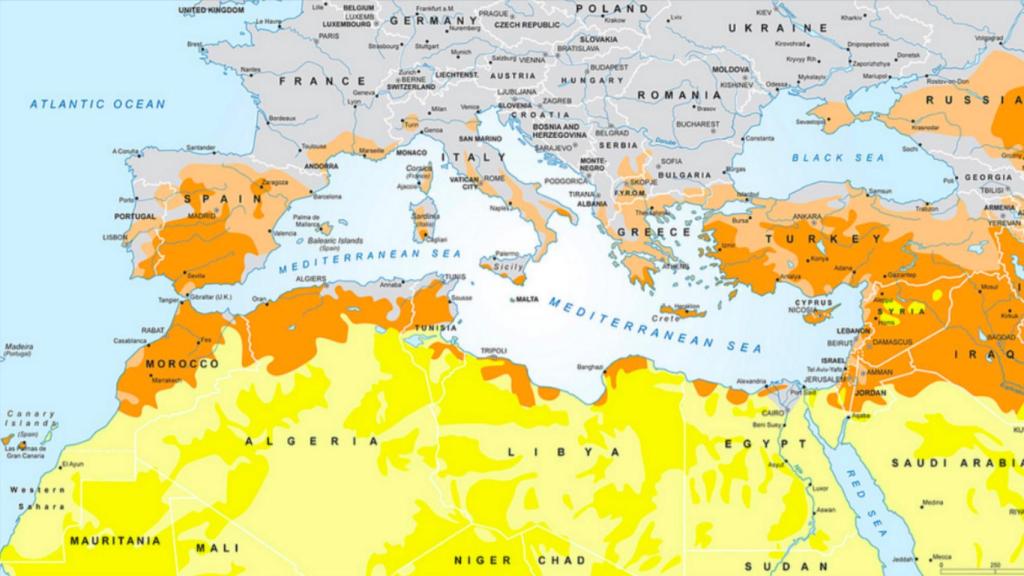 Las zonas en riesgo de desertificación según el informe de MedECC.