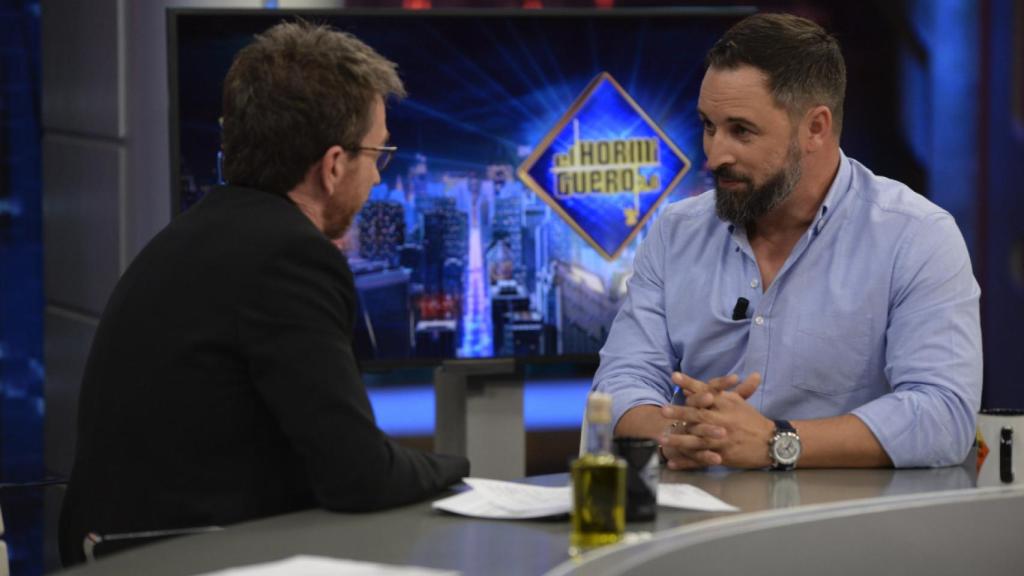El líder de Vox, Santiago Abascal, durante la entrevista en 'El Hormiguero'.