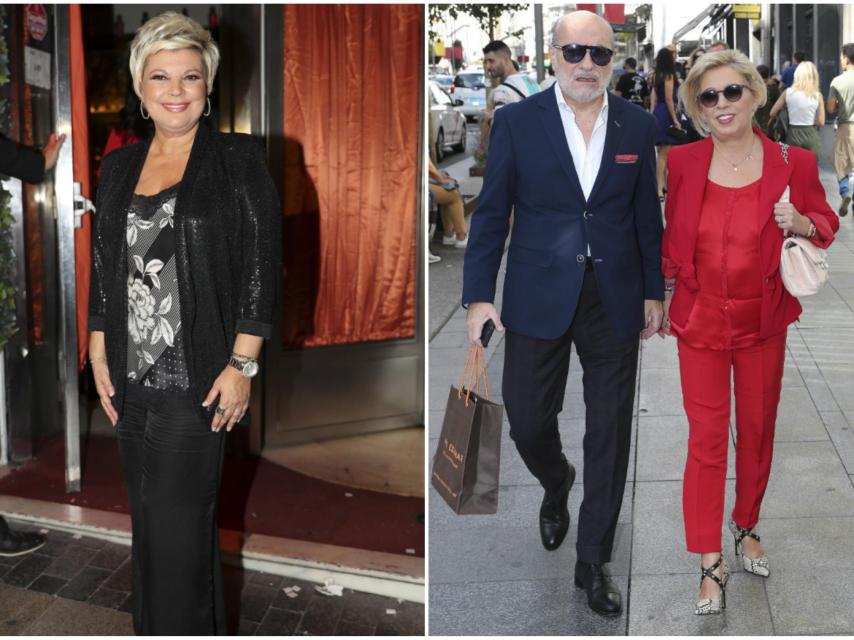 Terelu Campos y Carmen Borrego, con sus 'looks' de invitada a la boda de este sábado.