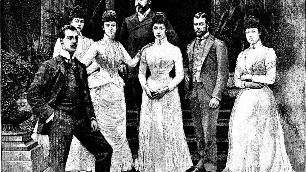 Ilustración de la familia real británica (1891).