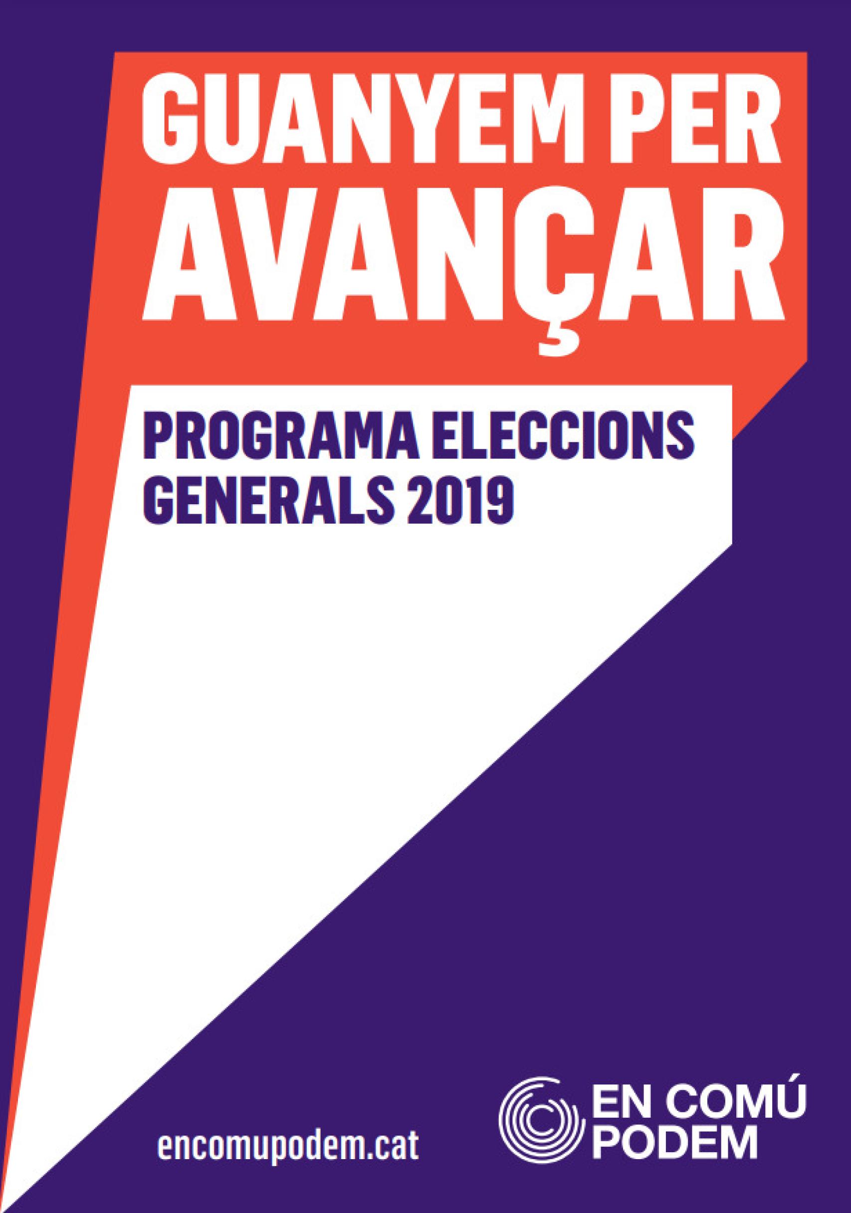 Cubierta del programa de En Comú Podem para el 10-N.