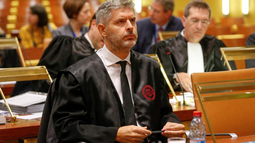 El abogado de Oriol Junqueras, Andreu van den Eynde, durante la vista ante el TJUE.