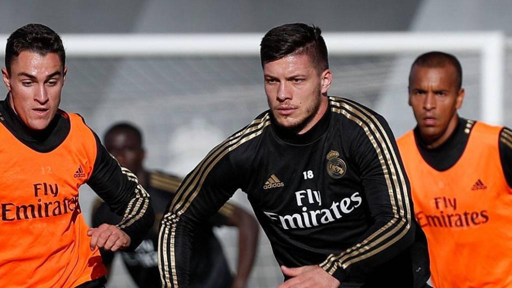 Jovic, en un entrenamiento del Real Madrid