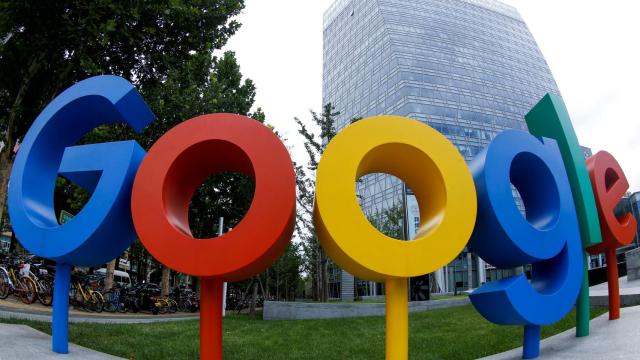 FILE PHOTO: The brand logo of Alphabet Inc's Google is seen outside its office in Beijing