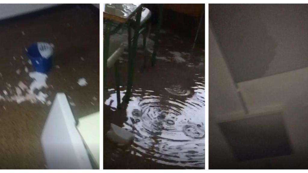 Así quedaron las aulas inundadas del IES Monelos, en A Coruña