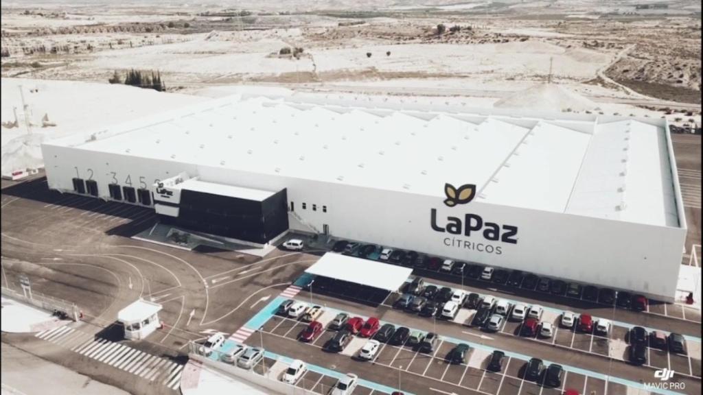 Vista aérea de las instalaciones que Cítricos La Paz tiene en la cale Venus del Polígono Industrial de Fortuna.