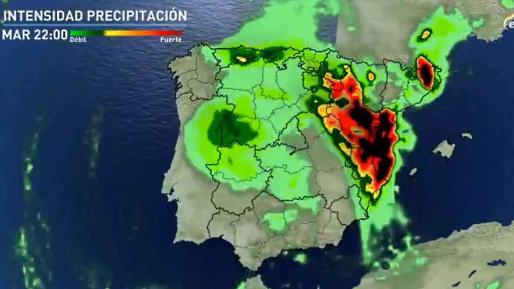 Intensidad de precipitaciones según eltiempo.es