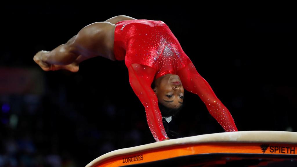 Simone Biles, en la final de salto del Mundial de gimnasia artística de Stuttgart