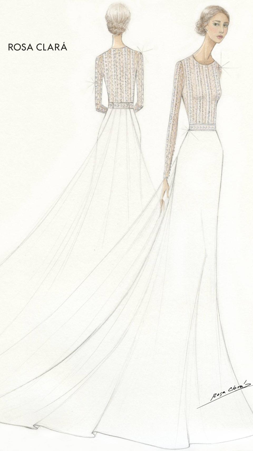 Boceto del vestido de novia de Xisca Perelló.