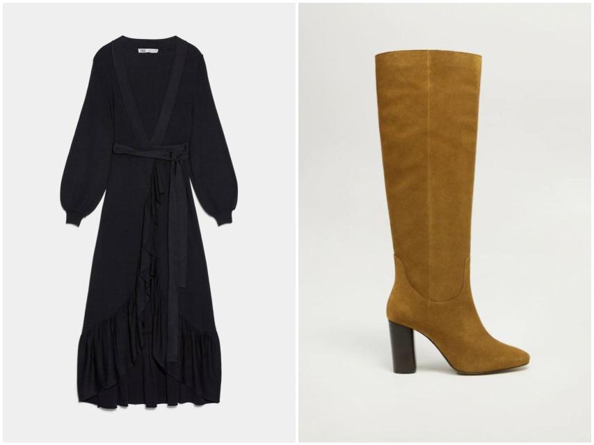 Vestido de Zara y botas de Mango.