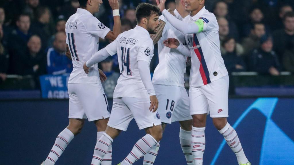 El PSG celebra su goleada ante el Brujas