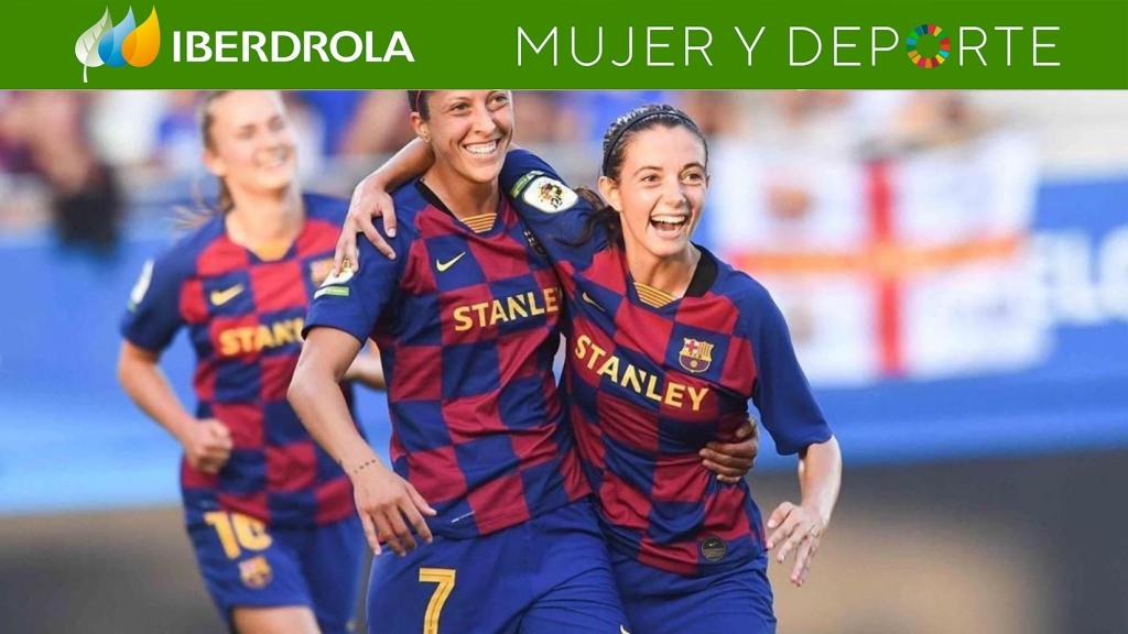 Jenni Hermoso y Aitana Bonmatí, en un partido del Barcelona femenino