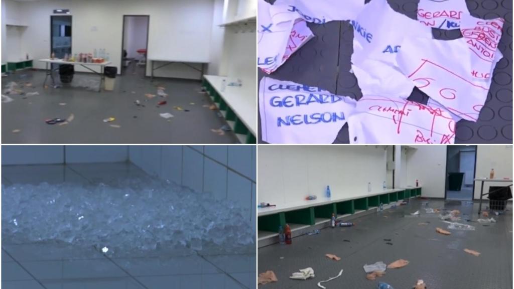 Así quedó el vestuario del Barça en Praga