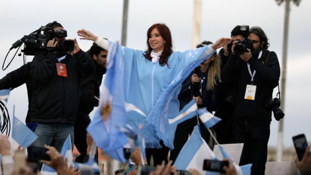 CFK durante un mitin en Buenos Aires