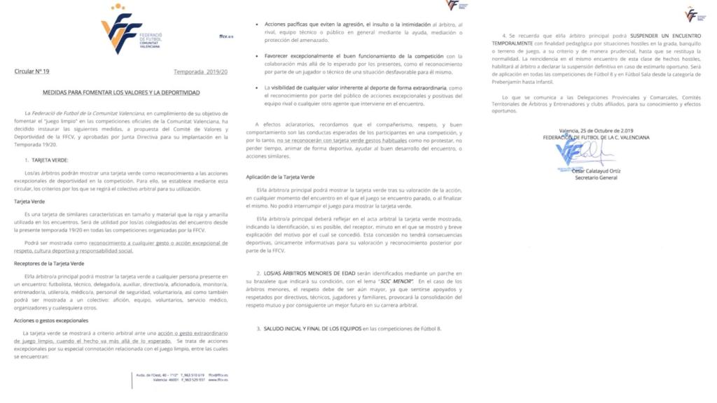 La circular que hace oficial la introducción de la tarjeta verde