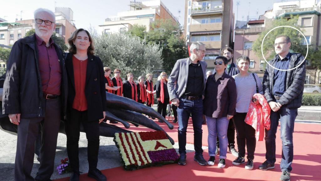 Jordi Rabassa, concejal de Barcelona en Comú en el Ayuntamiento de Barcelona, en un acto con Ada Colau.