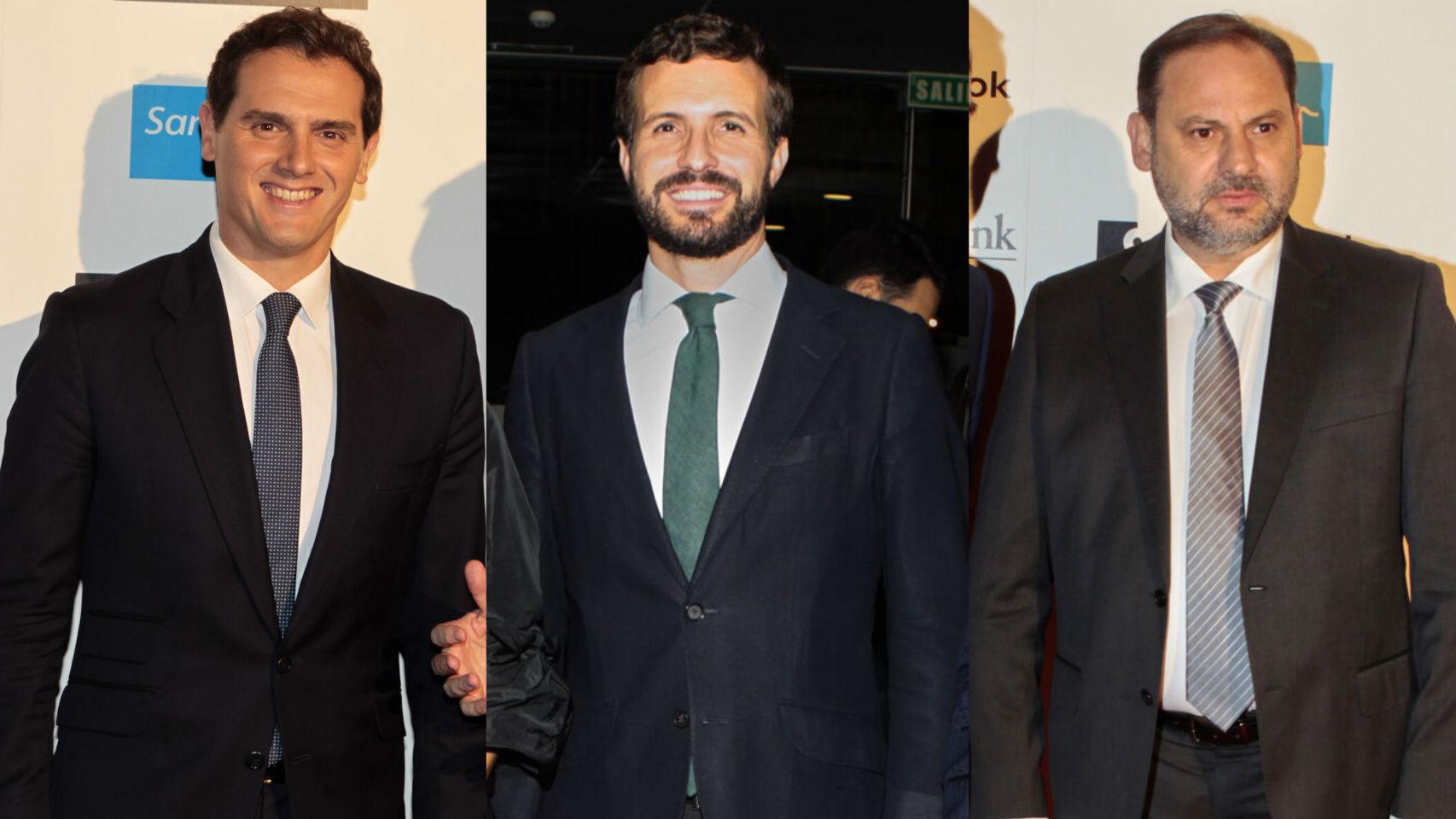 Rivera, Casado y Ábalos en los premios Los Leones de EL ESPAÑOL.