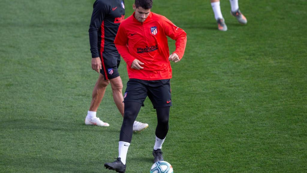 Álvaro Morata, durante el entrenamiento