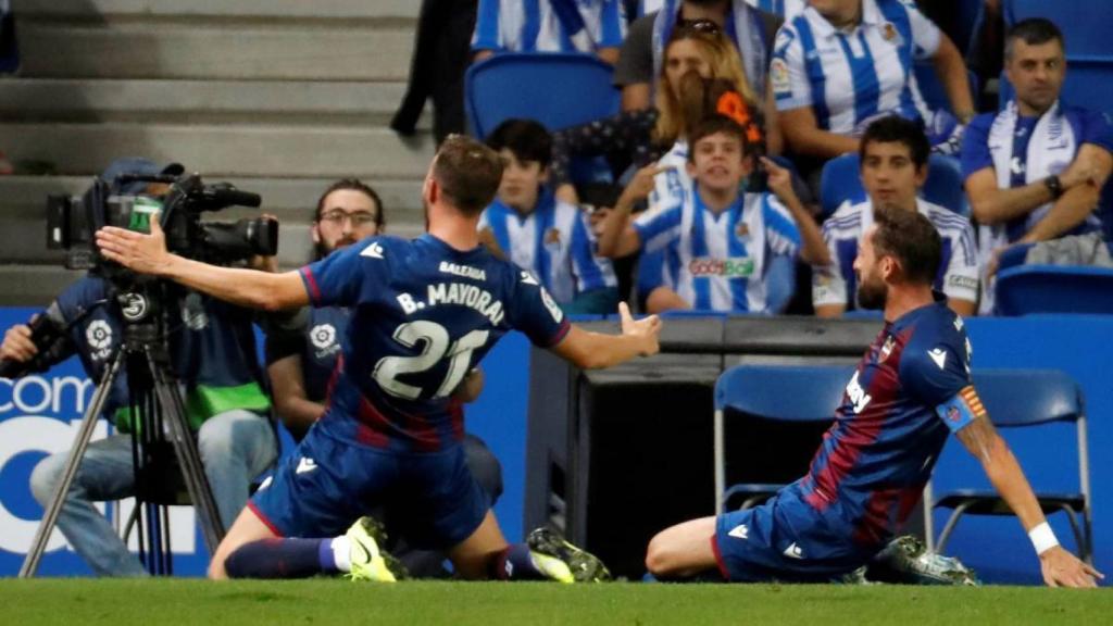 Borja Mayoral celebra el gol frente a la Real Sociedad
