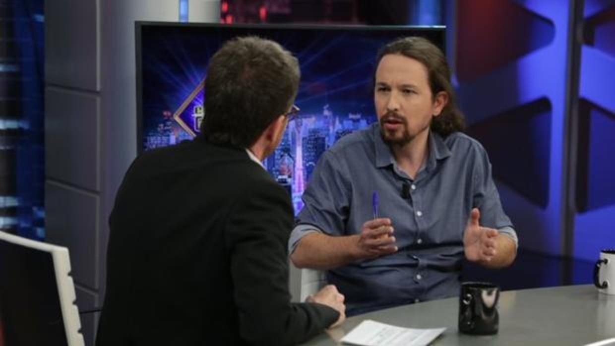 Pablo Iglesias, junto a Pablo Motos en El hormiguero