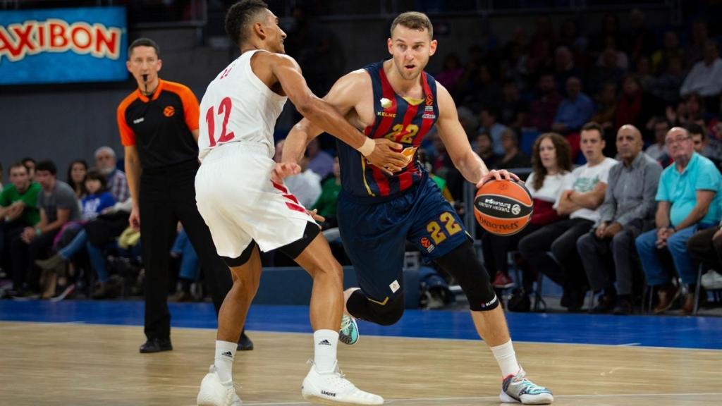 Nik Staskas, jugador de Kirolbet Baskonia, durante un duelo de Euroliga contra Bayern Múnich