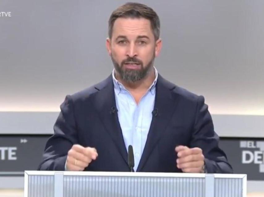 Santiago Abascal durante el debate a cinco.