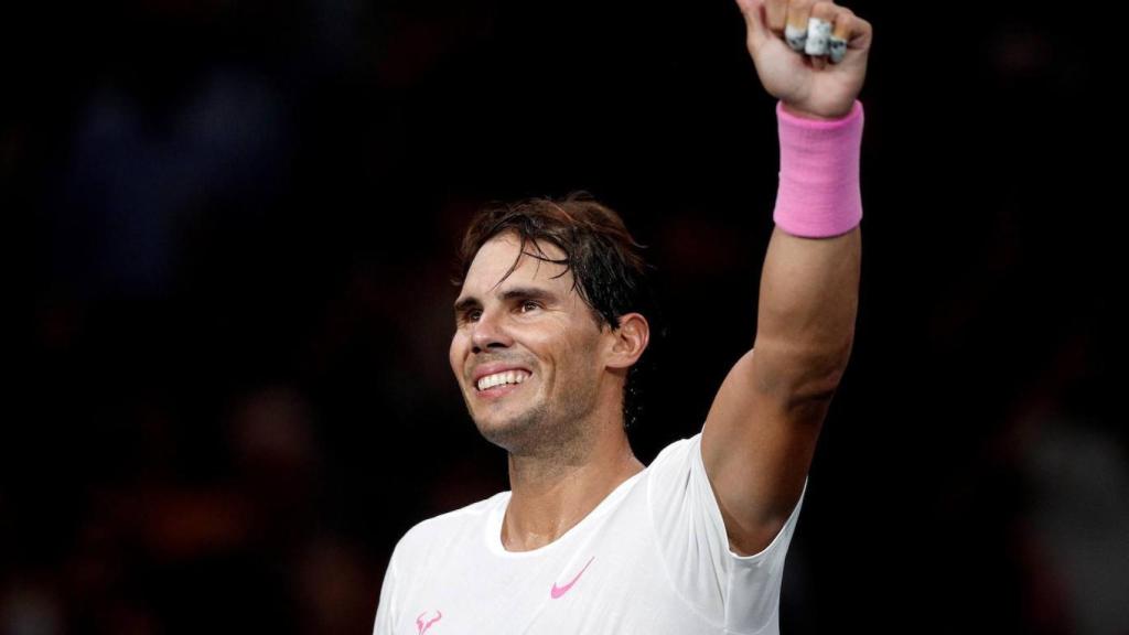 Rafa Nadal celebra una victoria en el Masters 1000 de París