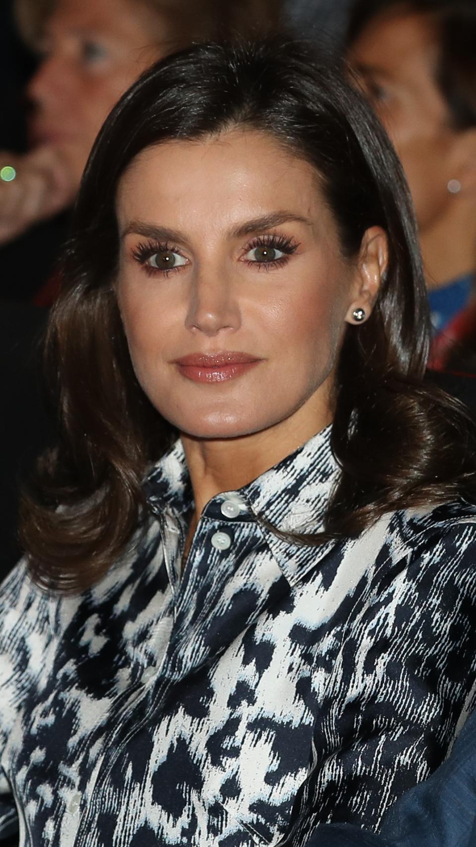 Letizia ha vuelto a lucir este martes extensiones de pestañas.