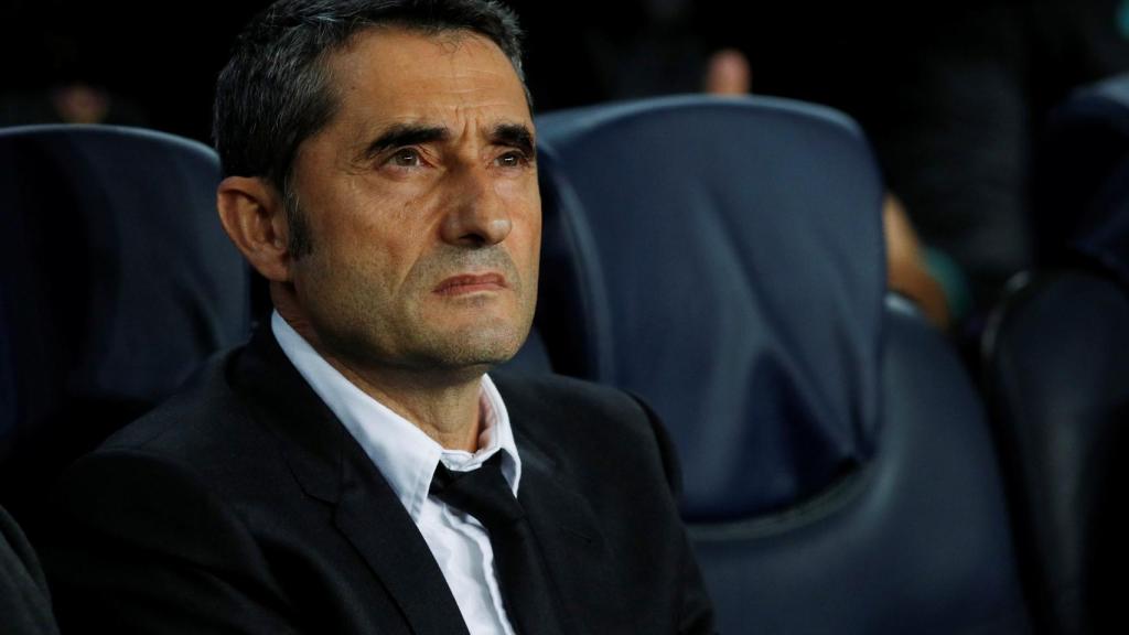 Ernesto Valverde, en un partido del Barcelona de la Champions League