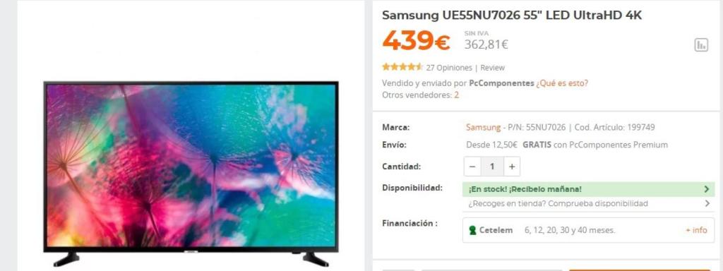 Televisor Samsung en PC Componentes.