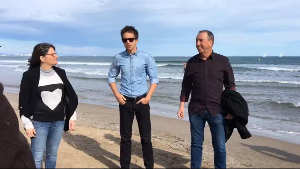 Errejón acompañado de Baldoví y Mónica Oltra.