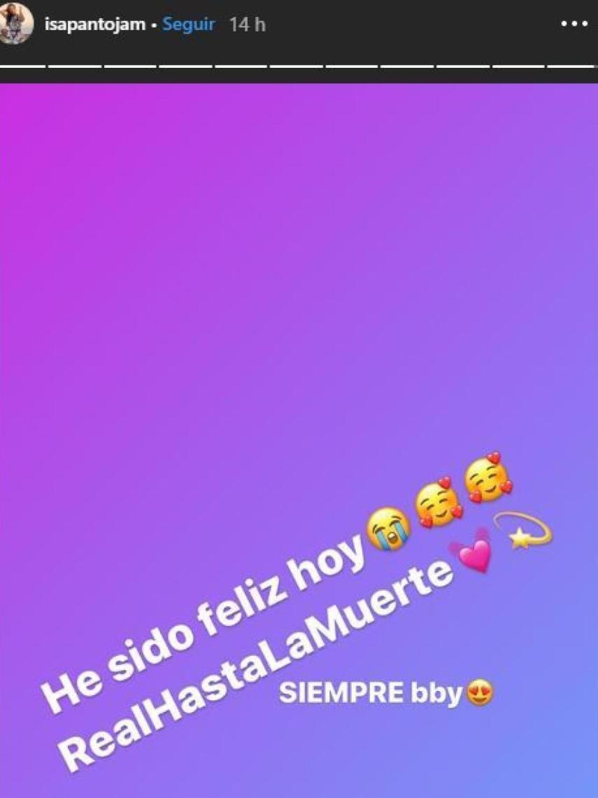 Última interacción de Isa Pantoja en su cuenta de Instagram.