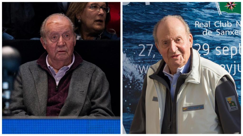 Juan Carlos en el partido de Rafa Nadal (derecha) y en un evento en septiembre (izquierda).