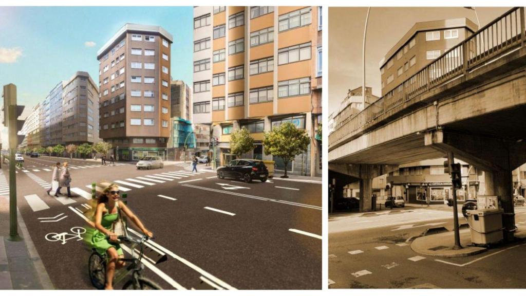 Así quedará la ronda de Nelle de A Coruña tras la demolición del viaducto