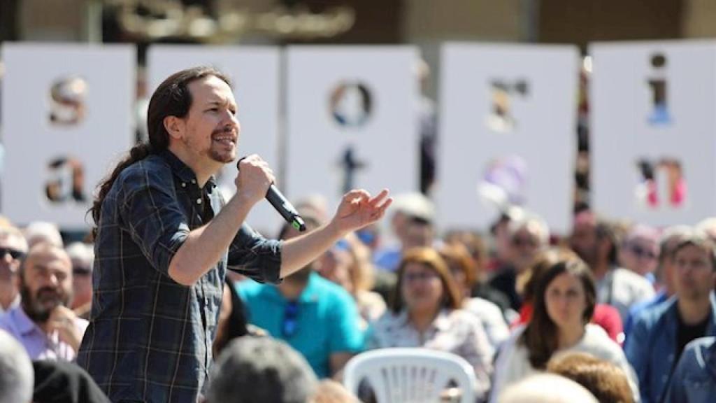 Pablo Iglesias, en un mitin de campaña.