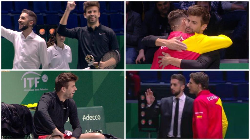 Piqué y Broncano jugando al tenis.