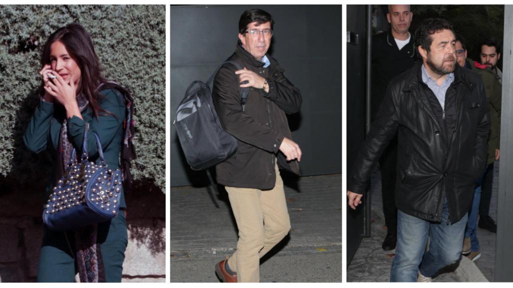 Begoña Villacís, Juan Marín y Miguel Gutiérrez en las inmediaciones de la casa de Albert y Malú.