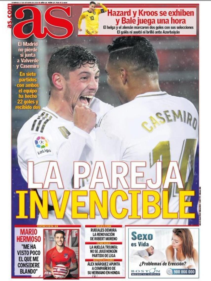 La portada del diario AS (17/11/2019)