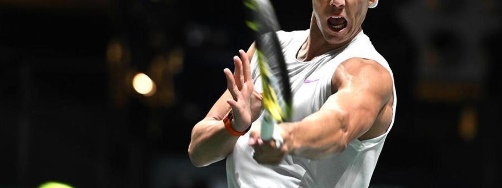 Nadal, durante su primer entrenamiento en Madrid.