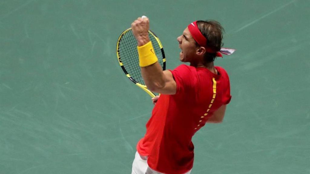 Nadal, celebrando un punto ante Khachanov.
