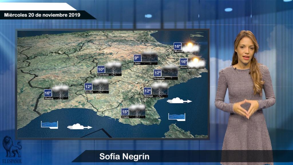 Fotograma de la predicción del tiempo para este miércoles.