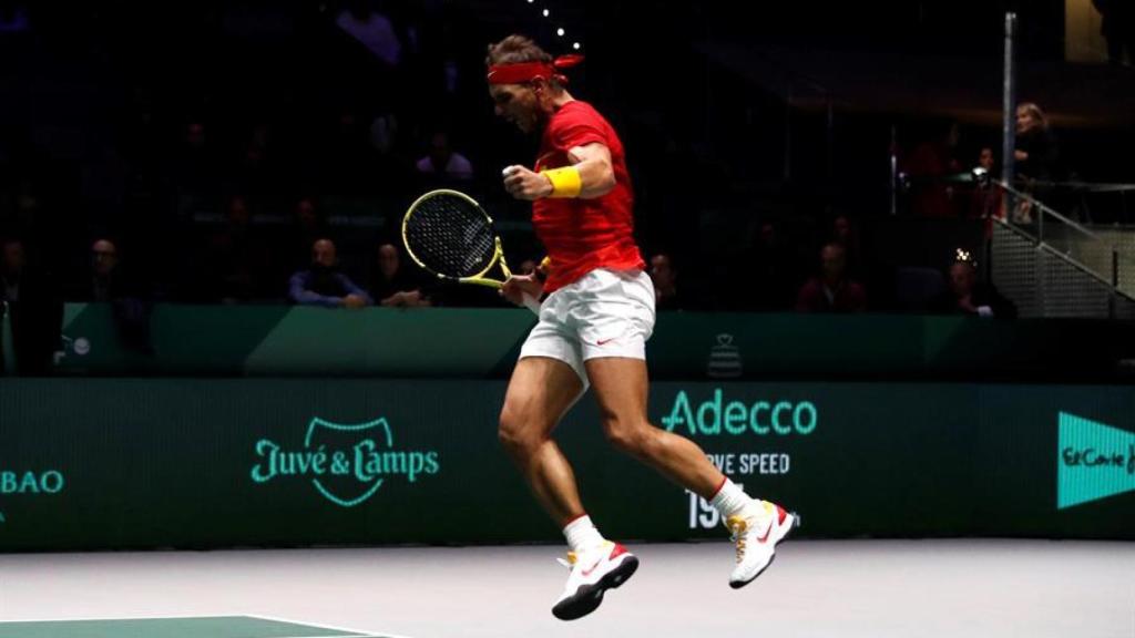 Nadal, celebrando un punto ante Gojo.