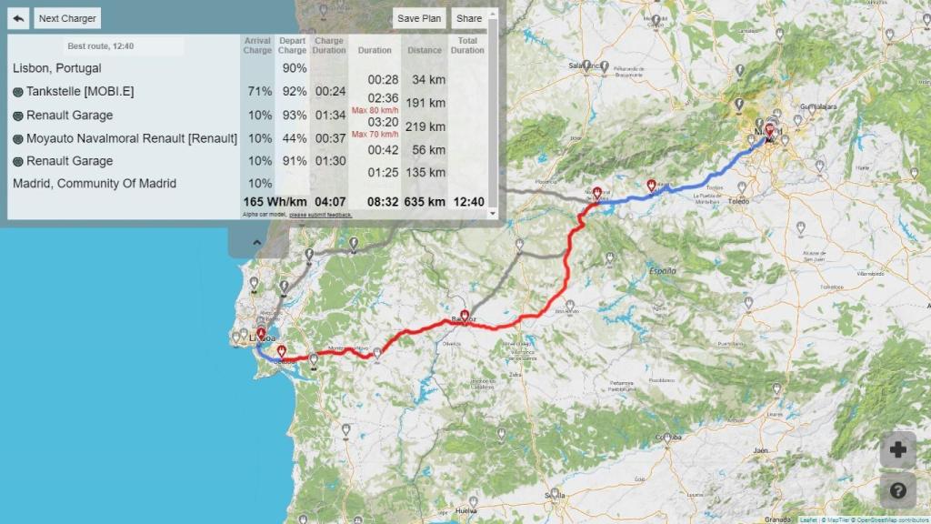 Con el Zoe se harían menos kilómetros, pero el viaje se alargaría hasta casi 13 horas.