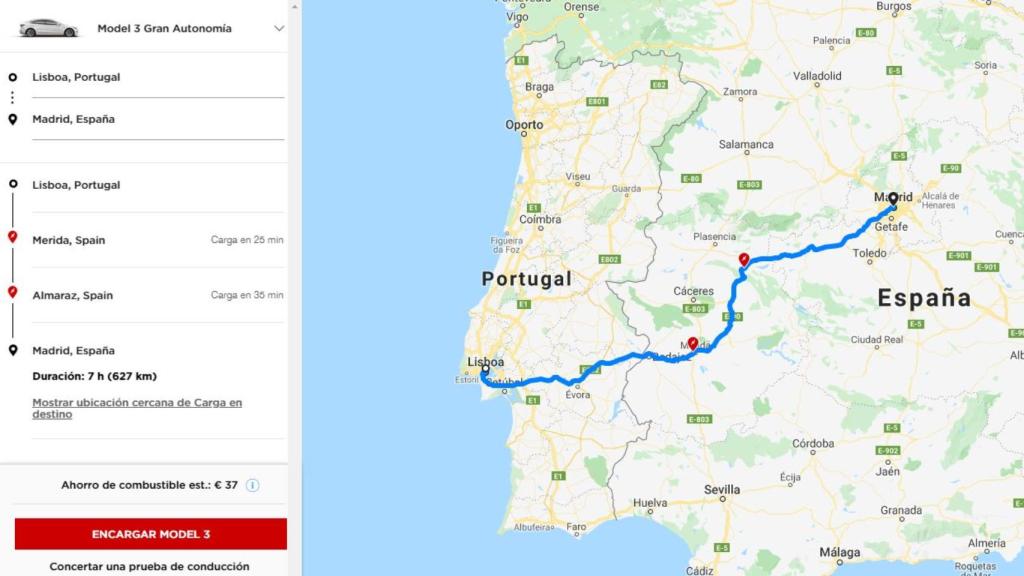 Los viajes con un Tesla rondarían las 7-8 horas, pudiendo parar solamente dos veces.