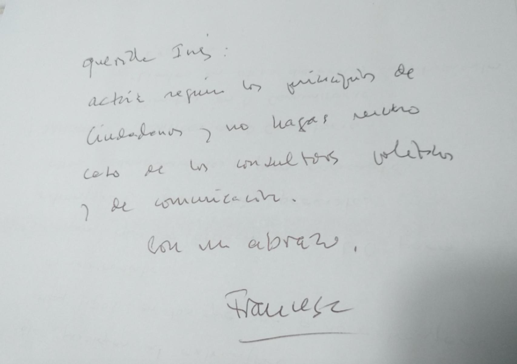 El consejo de Francesc de Carreras.