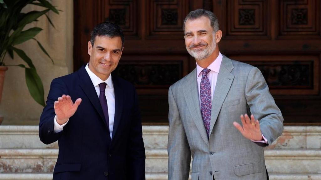Pedro Sánchez, durante su visita a Marivent para ver a Felipe VI.