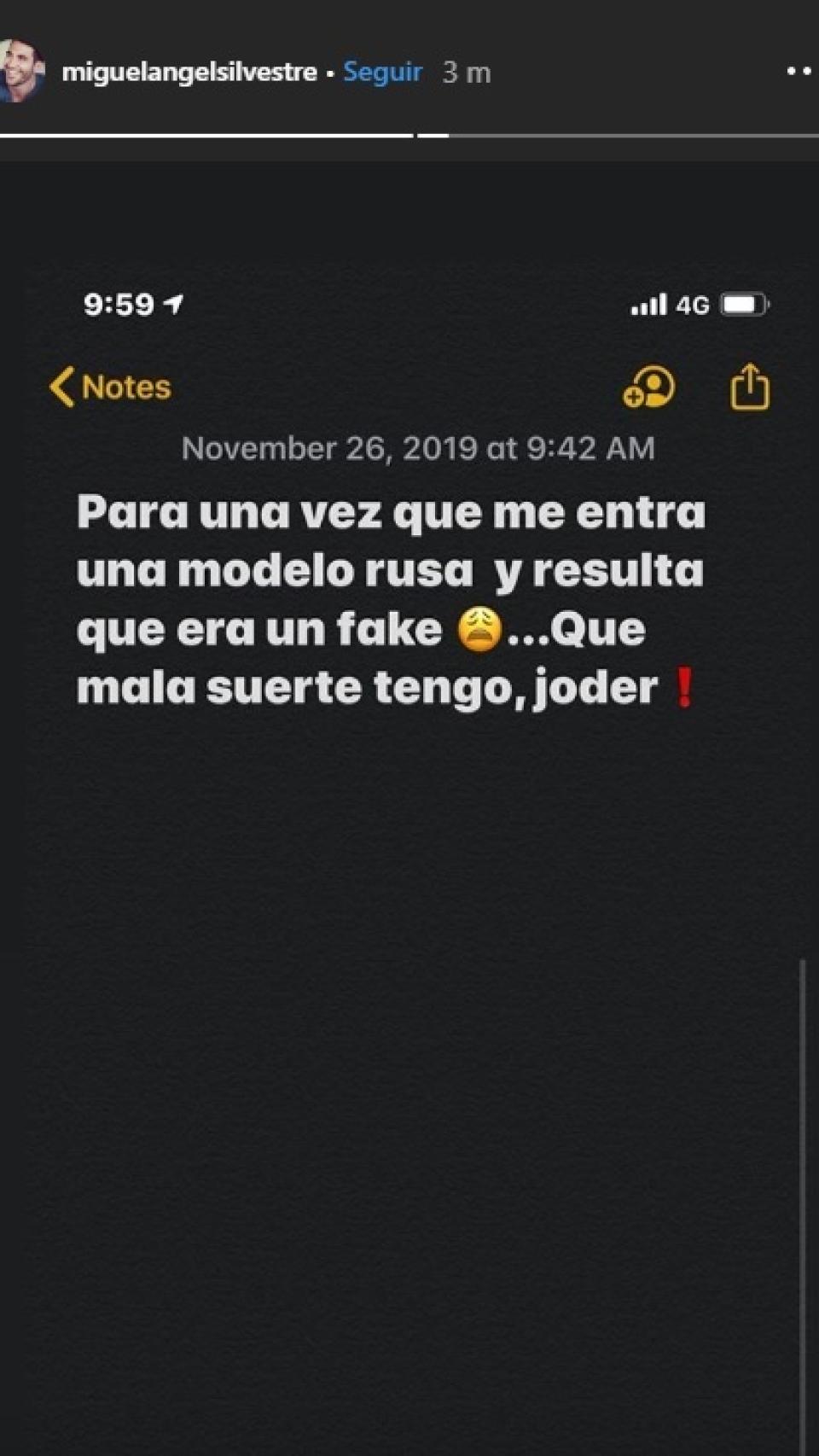 Story subida por Miguel Ángel Silvestre.