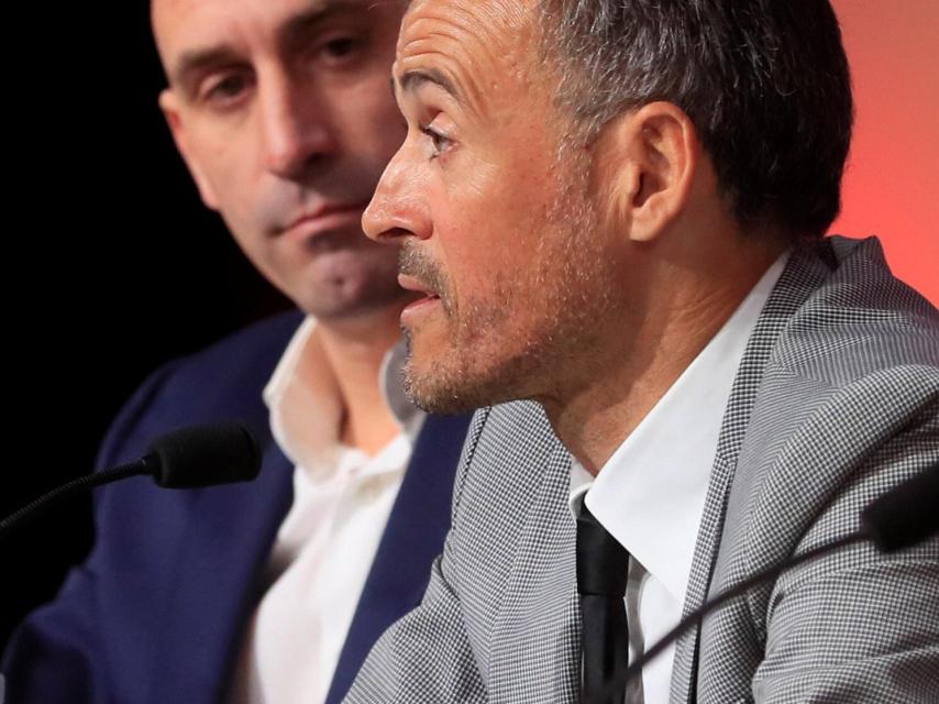 Luis Enrique, durante la rueda de prensa